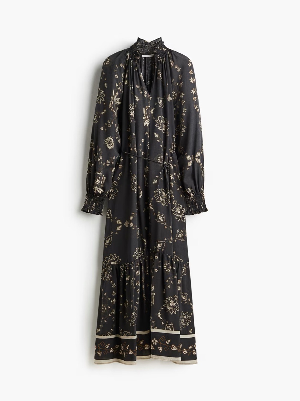 H&M Black Maxi Dress with Cream Floral Print